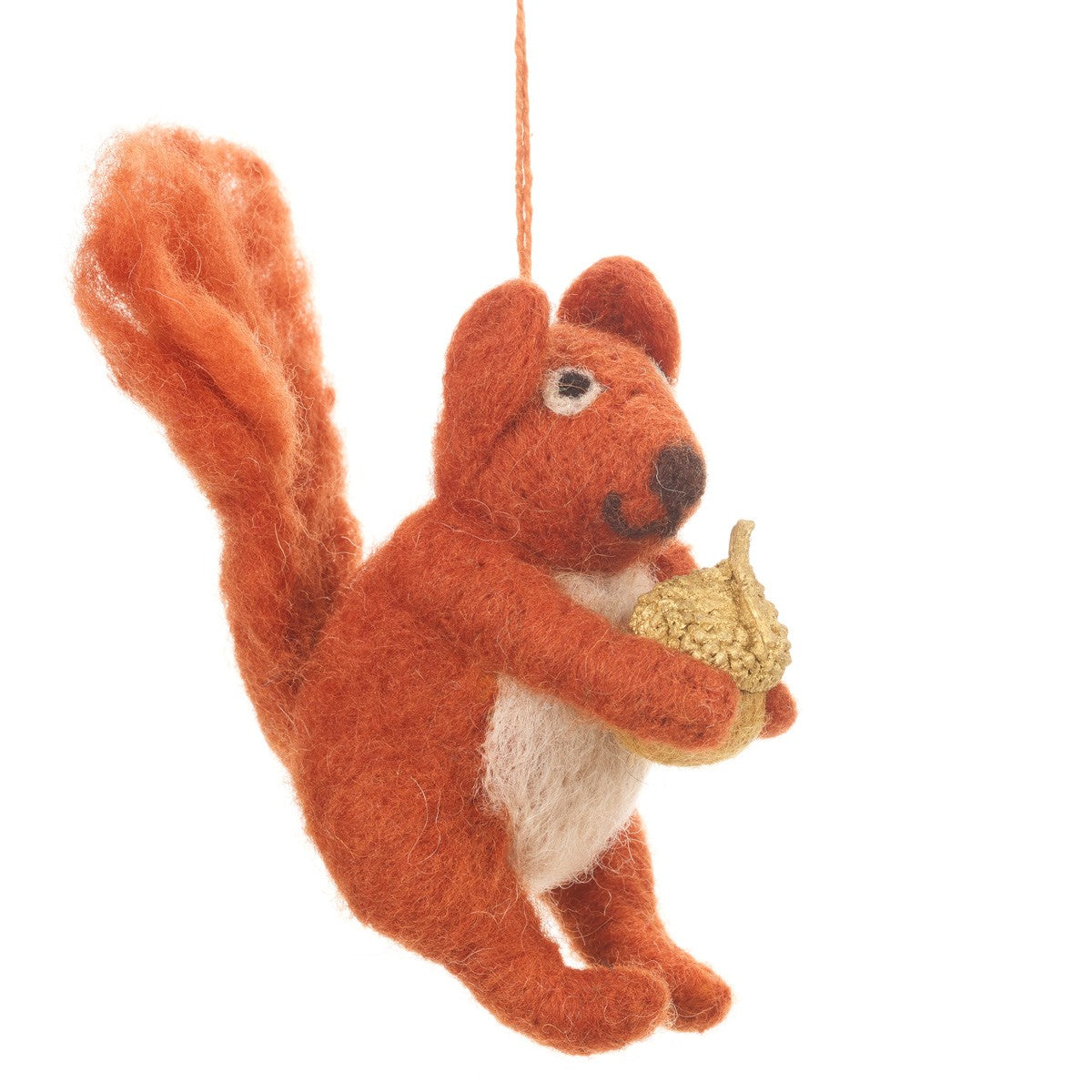 Handmade Felt Red Bushy Squirrel Biodegradable Hanging Decor