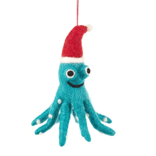Handmade Felt Biodegradable Christmas Octopus Tree Hanging