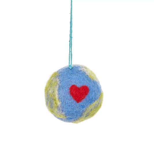 Handmade Felt Love Your Planet Hanging Earth Eco Decoration