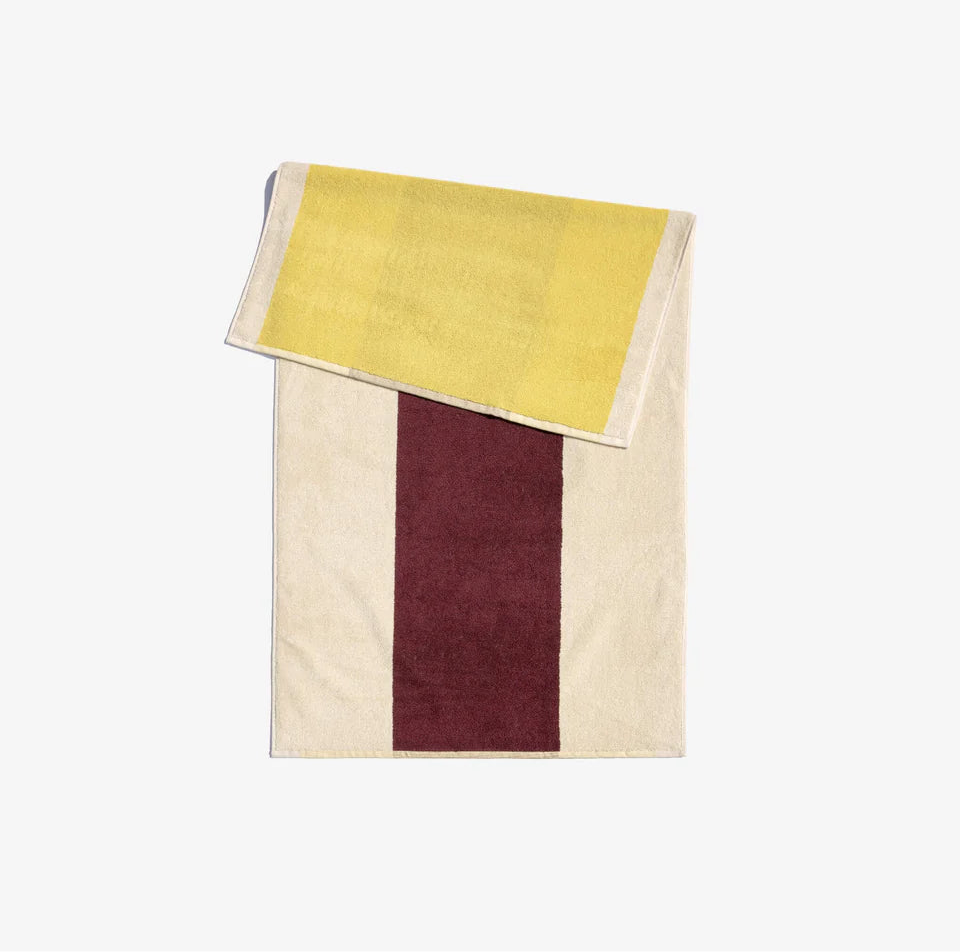 Bath Towel - Yellow / Bordeaux