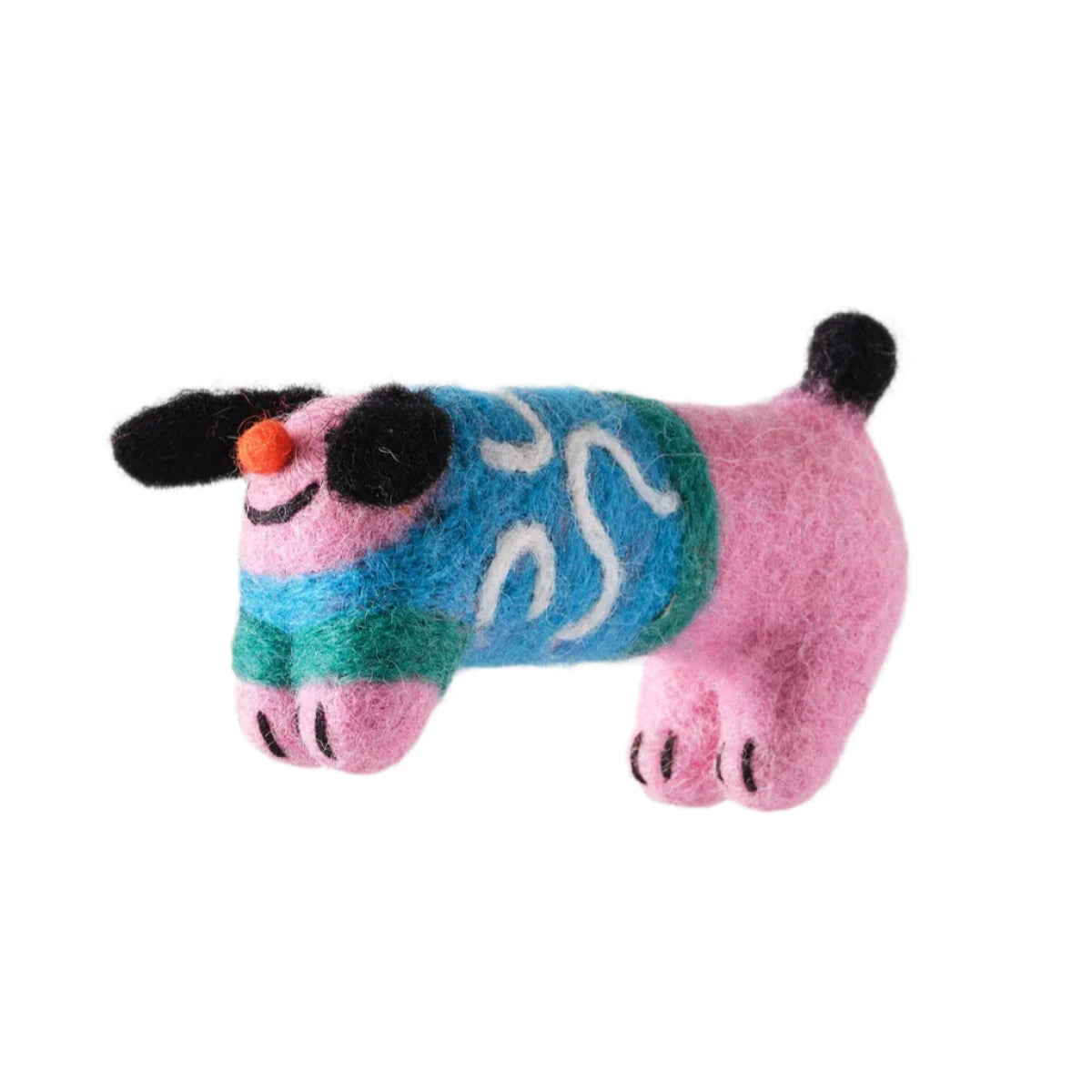 Stumpy, Dog With Abstract Jumper - Felt Christmas Decoration