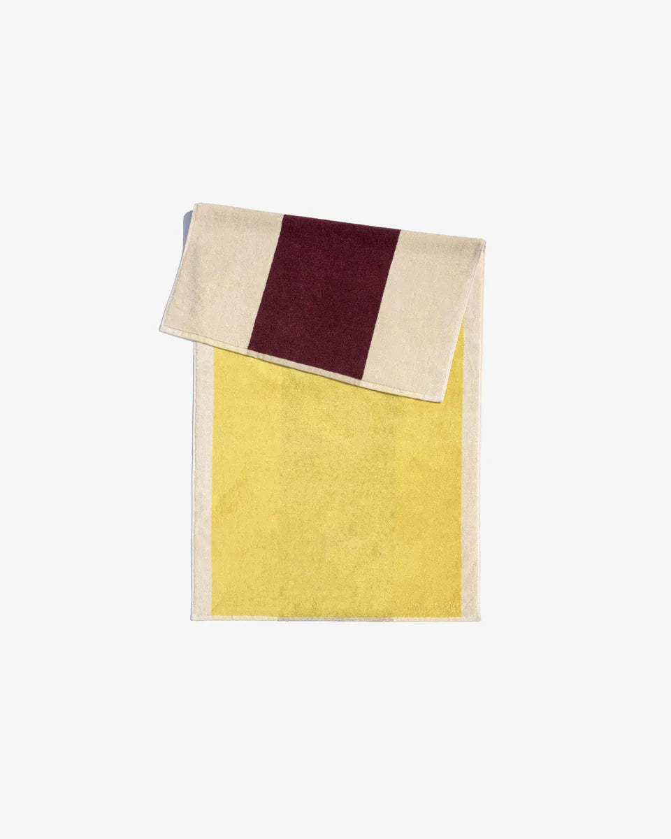 Bath Towel - Yellow / Bordeaux