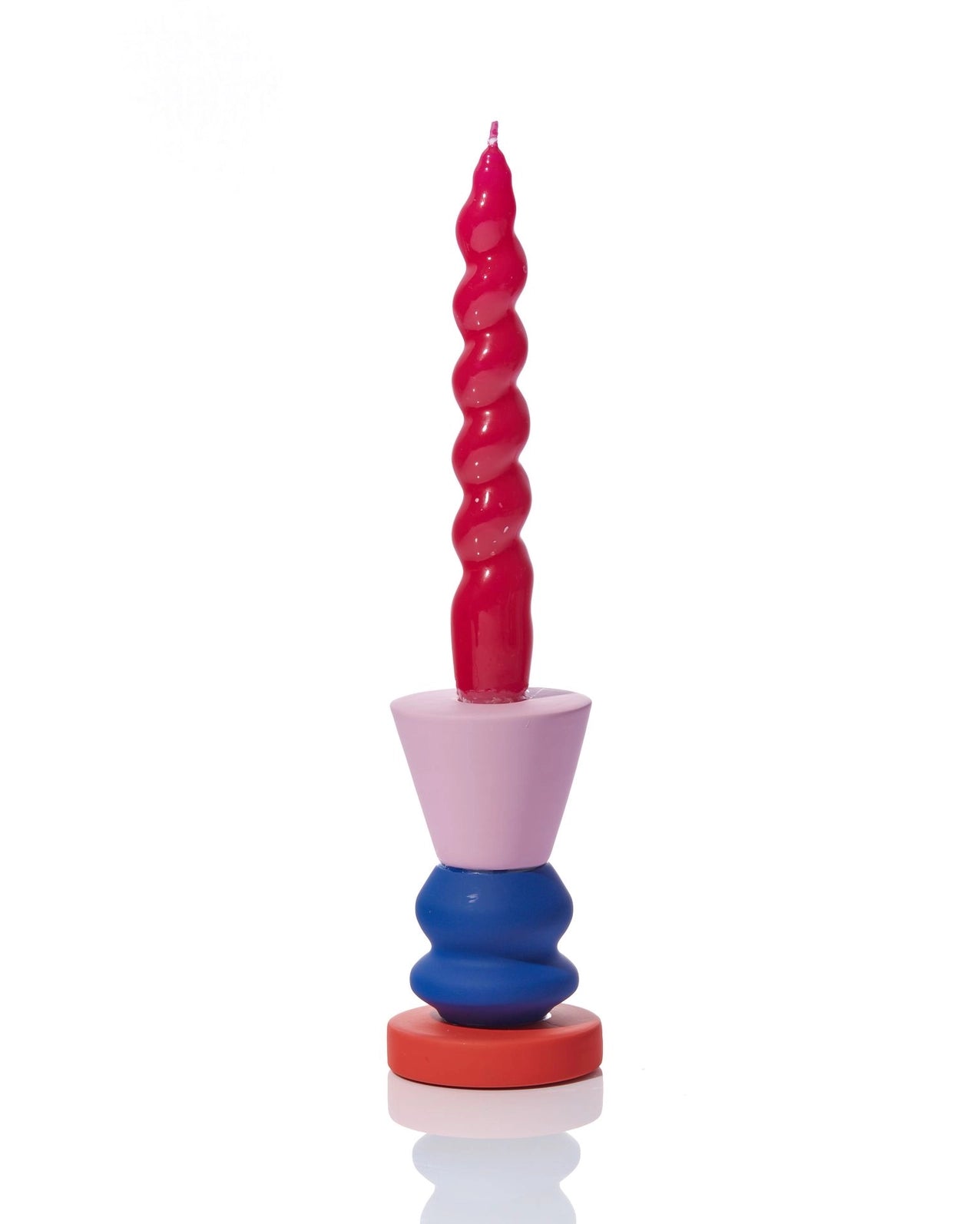 Maegan Stacks Candlestick, Small – Cobalt. with candle