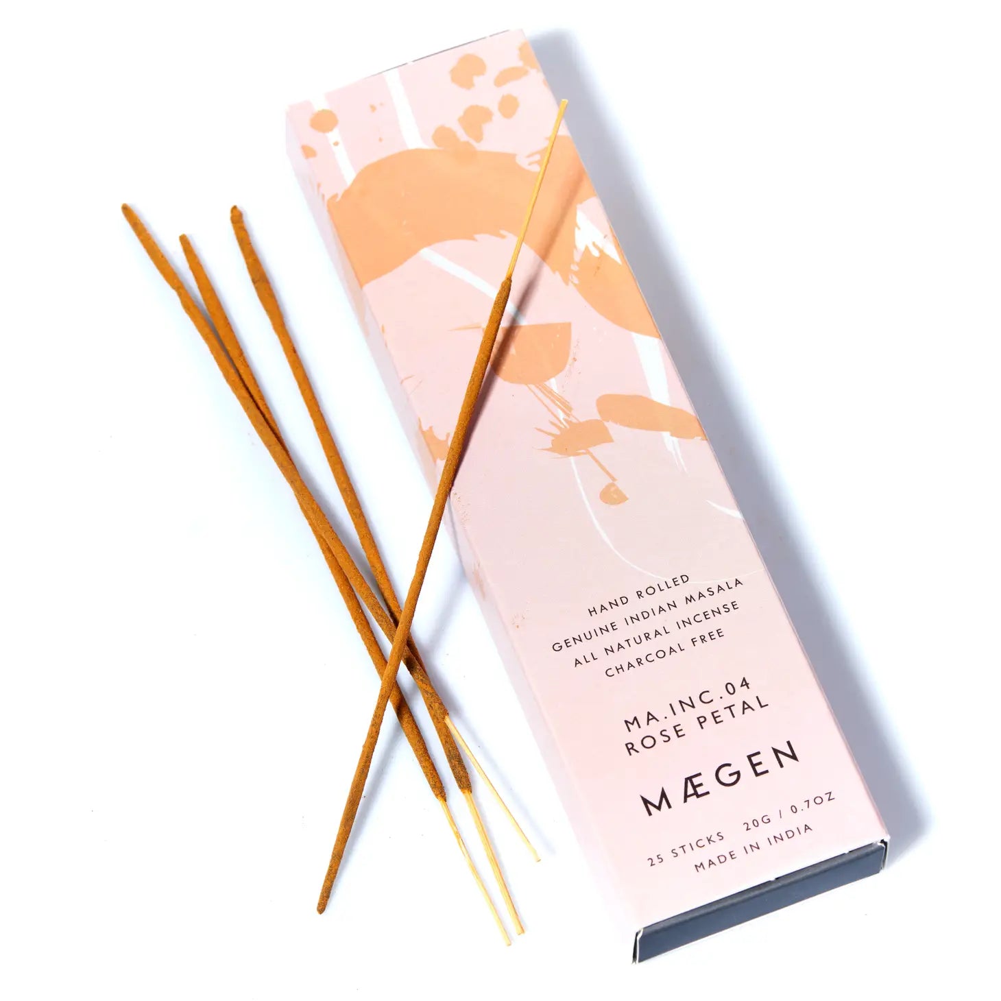 Maegen Incense Sticks. 25 Sticks. Rose Petal. Packaging