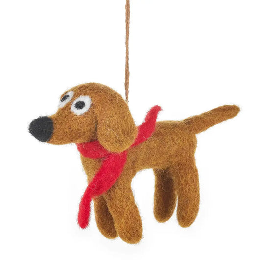 Handmade Hanging Needle Felt Jasper the Dog Biodergadable