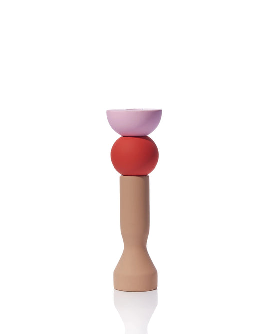 Maegan Stacks Candlestick, Tall – Tomato. Front