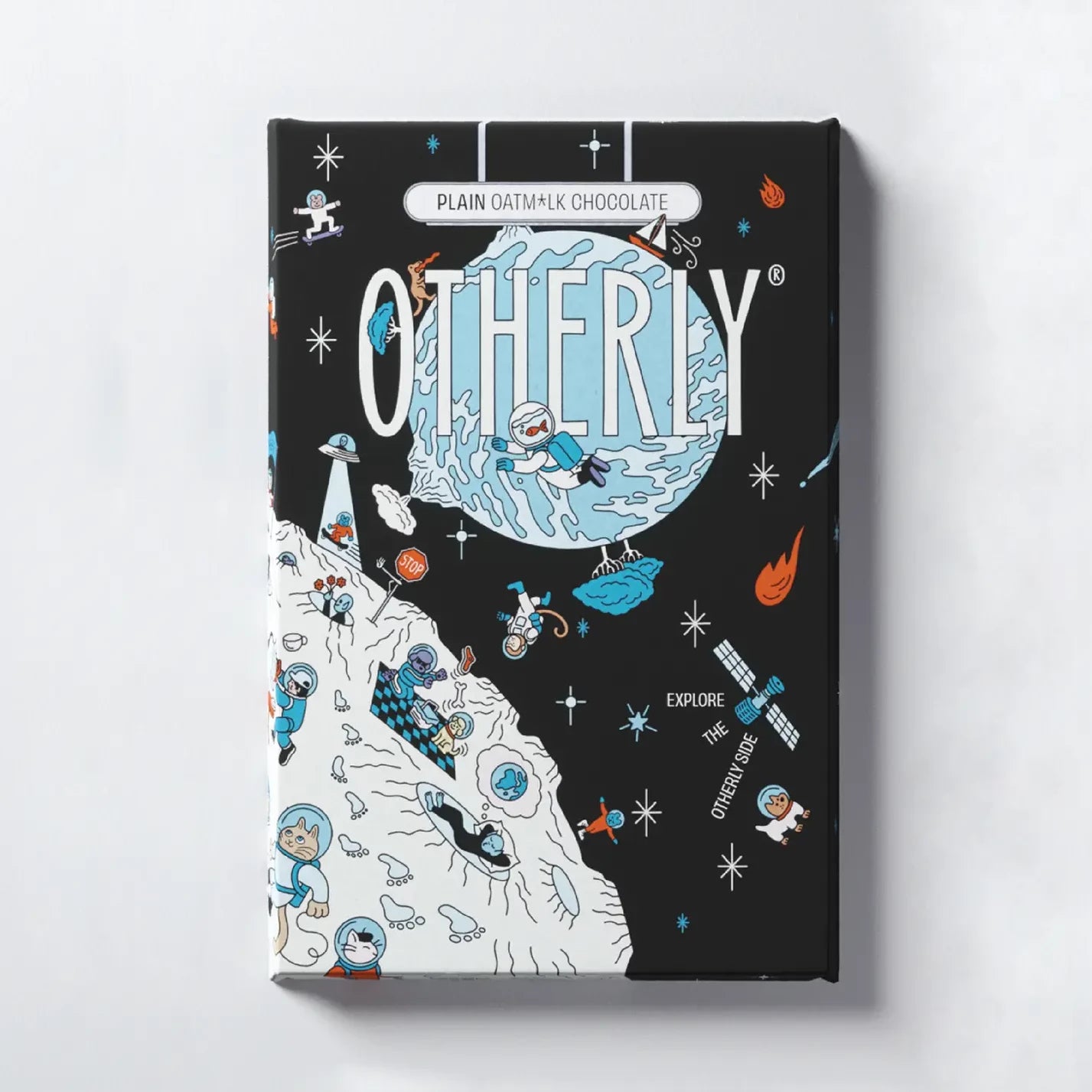 OTHERLY Vegan Oatmilk Chocolate - Plain 130G. Packaging design, front.