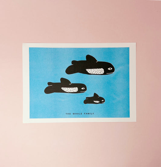 Whale Family - Riso Print